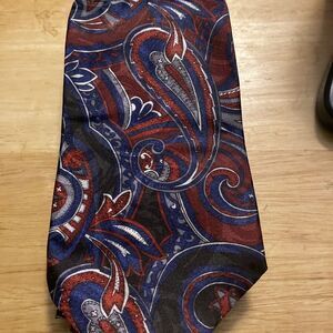Towncraft Adult Tie Blue‎ Paisley Pattern 100% Polyester Neck Made in USA Men's